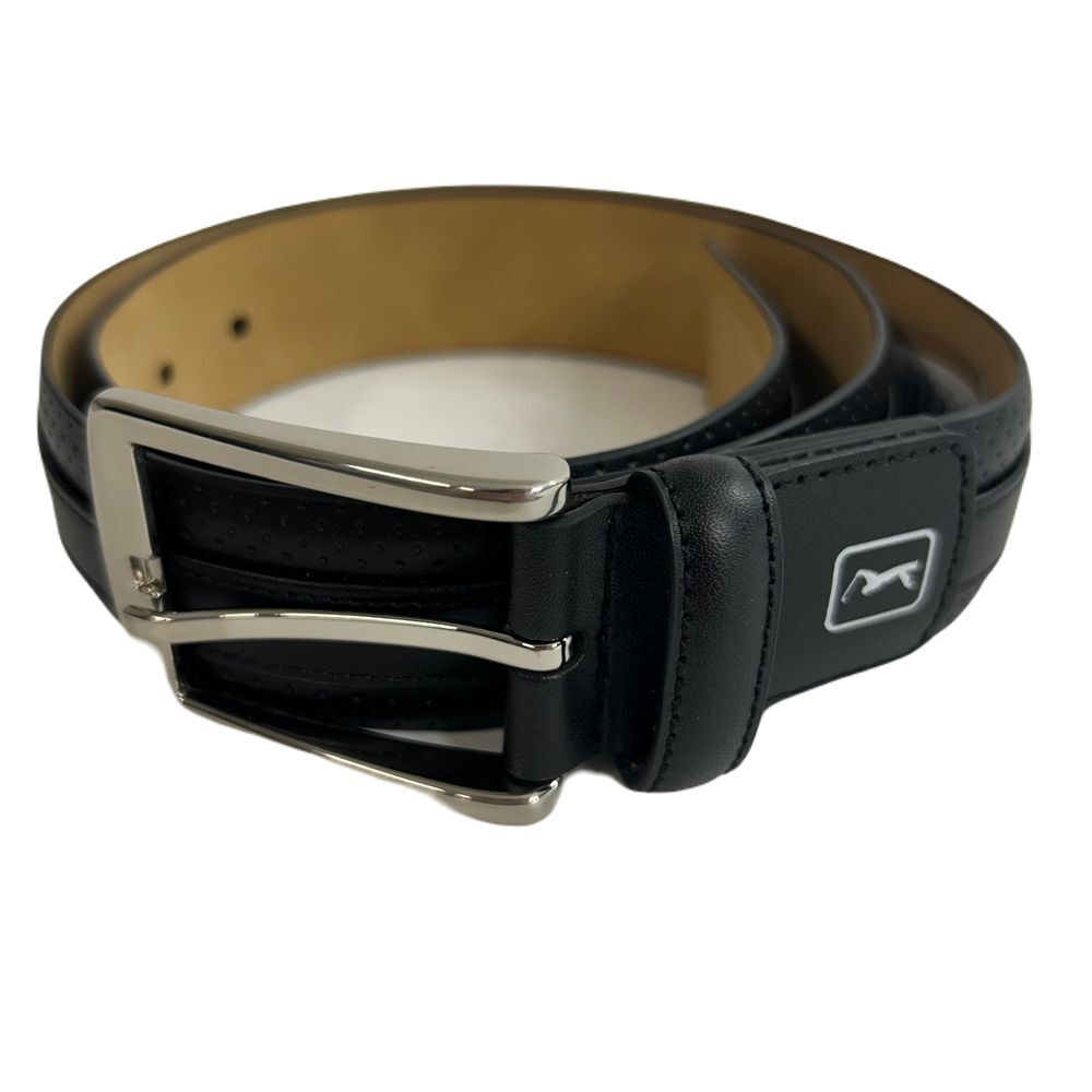 PGA Tour All-in-One Belt Mens 30 Black Faux Leather Silver Buckle $45